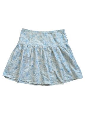 Sasch Womens Light Blue Floral Linen Flax Cotton A-Line Mini Skirt Size Small